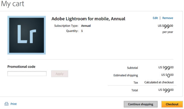 Lightroom для iPad за $100 в год