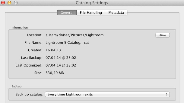 Lightroom: настройка Backups Lightroom: настройка Backups