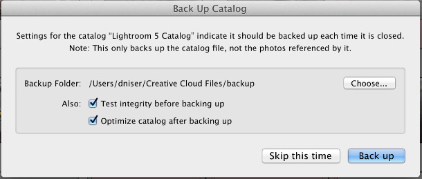 Lightroom: настройка Backups Lightroom: настройка Backups