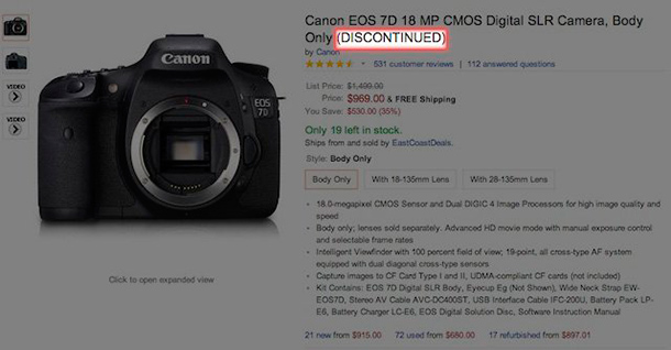 Прекращено производство камеры Canon 7D Прекращено производство камеры Canon 7D